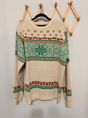 Rooster Teeth Game Console Tan Orange Ugly Christmas Sweater
